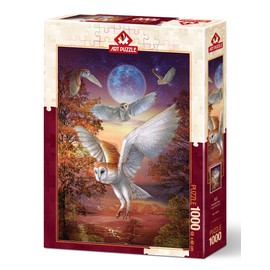 Jigsaw puzzles for adults 1000, 1000 piece jigsaw puzzles for adults, jigsaw puzzle, puzzles for adults, puzzles, wasgij puzzles 1000 pieces, Owls Flying in the Moonlight Puzzle