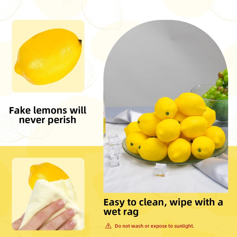BigOtters 20PCS Small Artificial Lemons, 2.4 x 1.8 Inch Fake