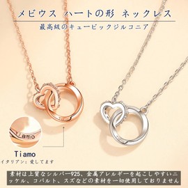 Mieduaxy Women's Necklace, Popular, Mobius Necklace, Double Ring/Heart Shape, Fashion Design, Top Grade Cubic Zirconia, S925 Pendant, Hypoallergenic, Christmas, Titanium, Birthday Gift, Women, 18K