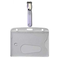Waizmann.IDeaS® 1 x ID card set ID card holder ID card holder hard plastic polycarbonate name plate thumb push with clip tab Horizontal