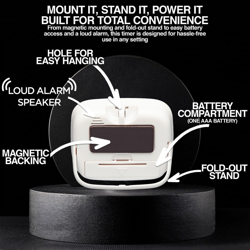 Digital Kitchen Timer Magnetic Backing Stand, Alarm LCD Timer for