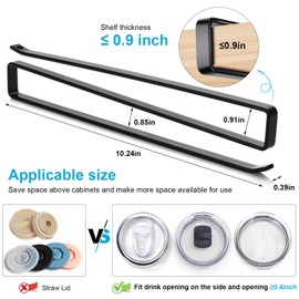 2Pack Tumbler Lid Organizer for Corner Cabinets, Space-Saving Cup Holder, Water Bottle Accessories Storage，Kitchen Storages Organization Solution, No Adhesive or Drilling Needed up to 24 Lids (Black)