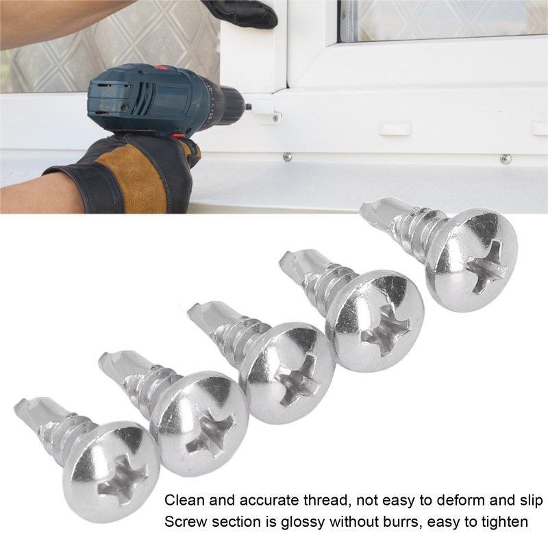 200PCS Self Drilling Screws 304 Stainless Steel Round Head Drill