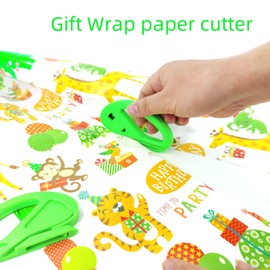 Wrapping Paper Cutter, Sliding Wrapping Paper Cutter, Gift Wrap Cutter Tool With 10 replacement blades (2 Pack)