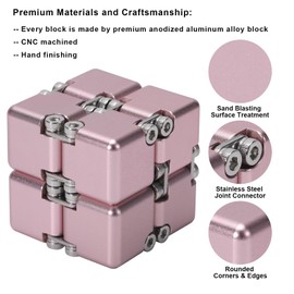 Lifidea New Version Aluminum Alloy Metal Infinity Cube Fidget Cube Handheld Fidget Toy Desk Toy with Cool Case Infinity Magic Cube Relieve Stress Anxiety ADD ADHD OCD for Kids and Adults (Pink)