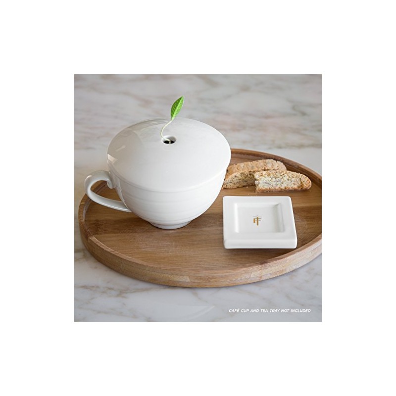 Tea Forte Bamboo Oval Serving Tray for Tea Cup, 9