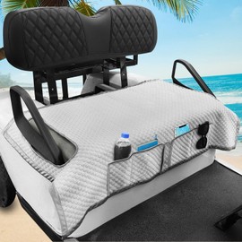 RIZINKART Golf Cart Seat Blanket for EZGO, Club Car, Enhanced Quality Material, 50.2''x 29.7'', Easy to Install and Clean, 4 Convenient Pockets, Gray Golf Cart Seat Covers, Double Non-Slip