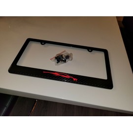 Unbranded Red Corvette C8 Stingray Black 100% Carbon Fiber License Plate Frame Tag Cover