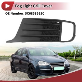 HEROFFIX 1 Pc Fog Light Grill for Volkswagen Jetta MK6 GLI 2012-2014 Front Left Front Lower Bumper Fog Light Cover Inserts No.5C6853665C Black ABS