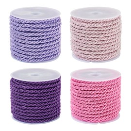 Bestewelry 21.9 Yard 3mm Twisted Cord Pink Purple Polyester Twine Thread Glitter Rope Braided Cord for Macrame Bracelet Curtain Costumes Ornament, Crafts Making