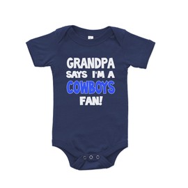 NanyCrafts' Grandpa Says I'm a Cowboys Fan Baby Bodysuit Newborn Navy
