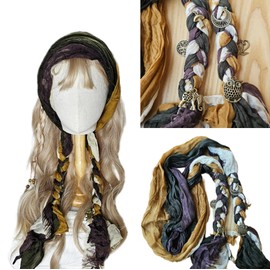 Nutty Natte handmade Boho Gypsy dread wrap for Women Gradient Colored scarf Hippie Hair extention braids (Brown)