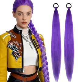 AWAVM 26 Inch Long Purple Braiding Hair Extensions – Pre-Stretched Synthetic Braiding Hairs for Halloween Costumes, Cosplay, Stage Parties & More (Dark Purple, Pack of 2)