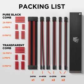 ASIAHORSE 16AWG PSU Cable Extension Power Cords, Customized Power Supply Mod Sleeve Extension Cable, ATX/EPS/8-pin PCI-E/6-pin PCI-E for PSU Cable