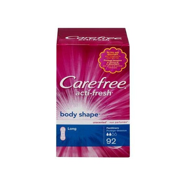 Carefree Acti-Fresh Body Shape Long Pantiliners - Regular Absorbency (Pack of 2)