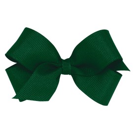 Wee Ones Girls' Classic Grosgrain Hair Bows on a WeeStay No-Slip Hair Clip, Handmade, Mini Sized Bow, Forest Green
