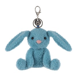 Apricot Lamb Blue Velvet Bunny Cute Keychain, Soft Stuffed Plush Keychain Toys for Kids’ Backpack, Purse, 4.8 Inches