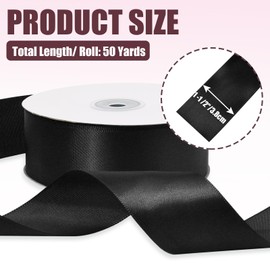 Luomorgo 1 1/2 Inch Satin Ribbon, 50 Yards Black Satin Ribbon, Fabric Ribbon for Gift Wrapping, Flower Bouquet, DIY Craft, Sewing, Wedding, Birthday Party Decorations
