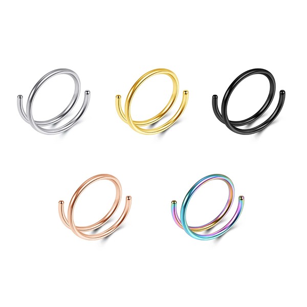 Jovivi Pack of 5 Nose Ring Piercing Stainless Steel Nose