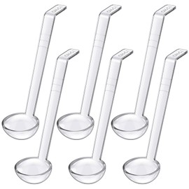 Tioncy 6 Pcs 1 Oz Small Ladle for Serving Sauce 7.09 Inches Plastic Mini Ladles Long Handle Spoon for Serving Sauce, Soup, Dressing, Punch Bowl, Toppings, Gravy, Cocktail, Fruit Juices(Clear)