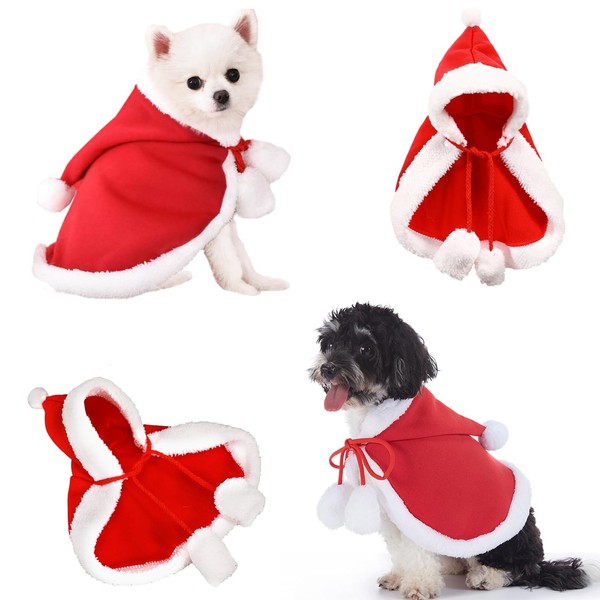 Dog Christmas Outfit with Hat Cat Santa Claus Cloak Costume
