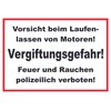 HB-Druck Vorsicht beim Laufen Lassen von Motoren Schild A4 Rückseite