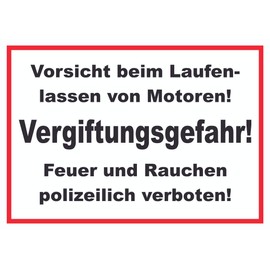 HB-Druck Vorsicht beim Laufen Lassen von Motoren Schild A4 Rückseite selbstklebend