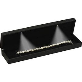 LED Black Bracelet Box for Birthday, Valentine' Day, Mother's Day, Father's Day, Christmas...Luxury LED Bracelet Necklace Jewelry Gift Box with Light for Women for Girls for Men