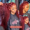 KRKRYQ 99J Burgundy 13x6 Lace Front Wigs Human Hair 28