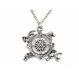 CosplayStudio GoT Necklace with Guardian Compass, Metal Chain, Metal