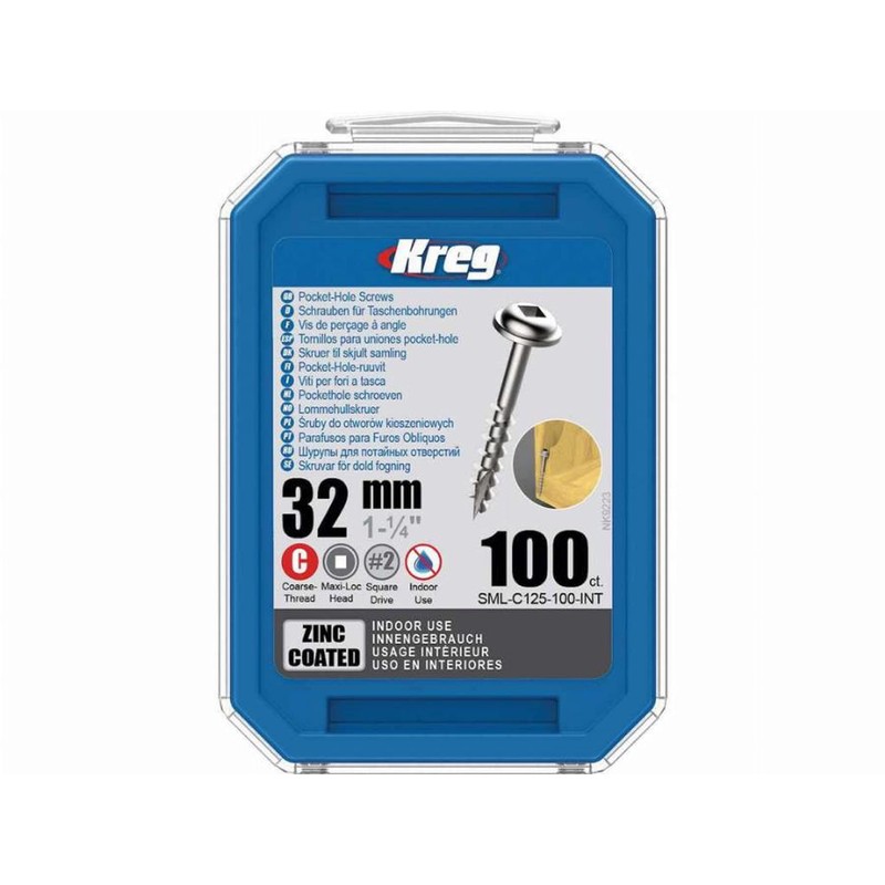 KREG KRE00055 Zinc Screws 32mm Coarse Thread Pack of 250