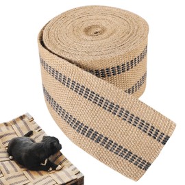 AMGSH 3.5" Craft Jute Webbing Tape | 10 Yards Roll Natural Burlap with Black Stitching for Upholstery, Crafts, Chairs