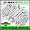SWANLAKE 32-Piece Combination Wrench Set, SAE and Metric, 1/4"-1" &
