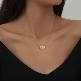 SMUK Angel Number Necklace, Dainty 18K Gold Plated Number 666 Necklace Gold Pendants Choker Necklace Numerology Jewelry with Angel Number Ring for Women Gifts (666-Gold)