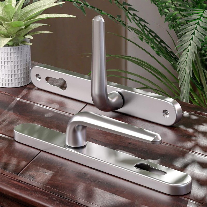 Bwintech 1 Set Satin Nickel UPVC Door Handle Set Stainless