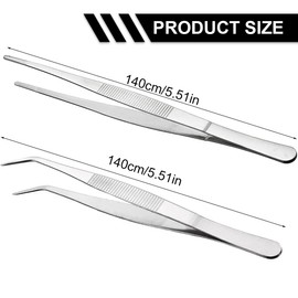 LuLiyLdJ 14 cm Curved Tweezers Blunt Tweezers Stainless Steel Professional Non-Slip Long Straight Tweezers Angled Tweezers for Water Pets Coral Crafts Plant Shoots Repairing, Pack of 2
