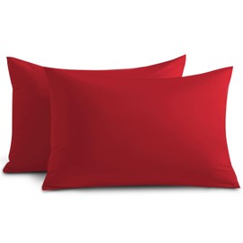 Yorkshire Bedding Pillow Cases 2 Pack - Brushed Microfiber Housewife Pillowcase Hypoallergenic Pillow Cover Standard Size with Envelope Closure (Red, 50 x 75 cm)