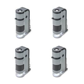 Carson MicroFlip 100x-250x Microscopio Tascabile LED e UV - Base a Scorrimento Ribaltabile - Compatibile Smartphone - Ideale per STEM e Insetti - Set da 4 (MP-250MU)