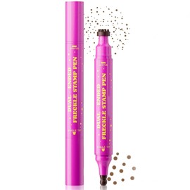 2-in-1 Freckle Pen Waterproof & Stamp, Natural Fake Freckles Maker Kit, Long-Lasting Sun-Kissed Makeup, Light Brown Freckle Stamp for Face with Faux Freckles Pen
