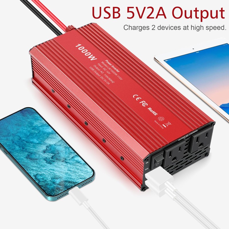 Fancy Buying 1000W/2000W(Peak) Power Inverter for Vehicles, DC 12V to