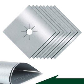 Stove Burner Covers Upgraded Double Thickness Stove Covers for Gas Burners Silver Nonstick Gas Stove Burner Liners Reusable Kitchen Guardian Gas Stove Top Protector (8pcs)