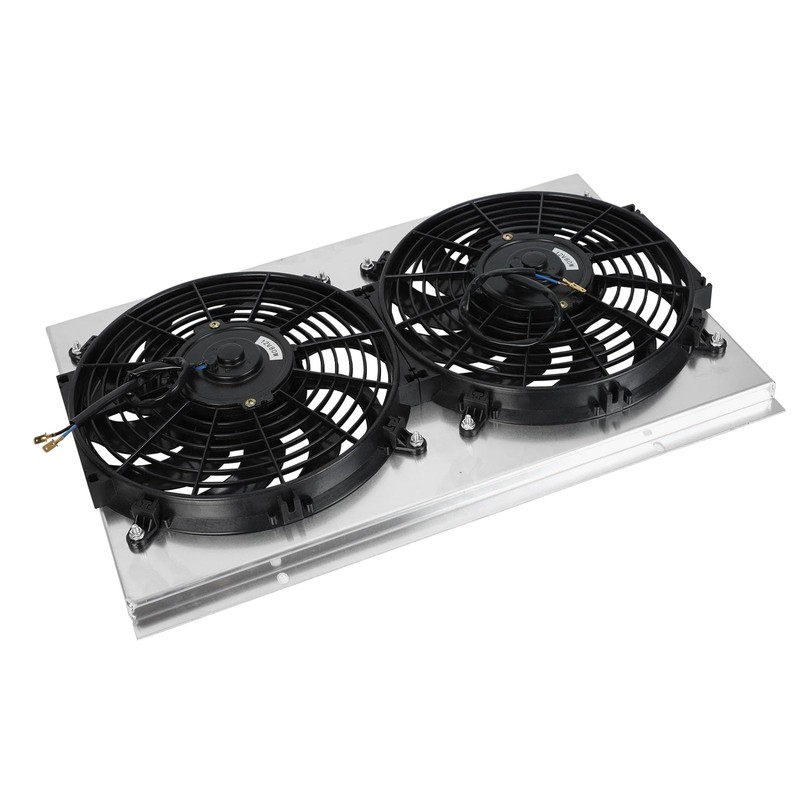 Wangtney Full Aluminum Shroud+2X12'' Slim Fan+Thermostat Relay Kit Compatible with