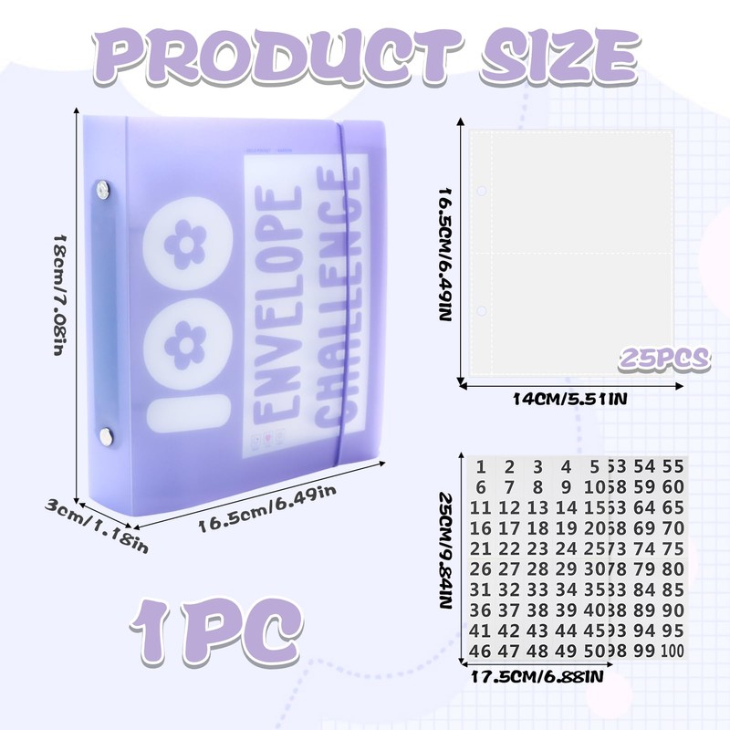 100 Envelopes Money Saving Challenge, Saving Challenge Binder,PortableEnvelopes Challenge Binder
