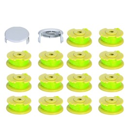 RUIITEN 16PCS Line String Trimmer Replacement Spool, Weed Eater Cap Auto Feed Cordless Trimmer String 0.08-inch 11ft Compatible with R yobi One Plus AC80RL3 18v 24v and 40v, 14 Spools + 2 Cap