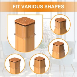24 Pcs Chair Leg Floor Protectors for Hardwood Floors Square Silicone Covers to Protect Wood Tile Floors Felt Pads Furniture Leg Caps Anti-Scratch Reduce Noise (Fit:1-5/8" to 1-3/4")