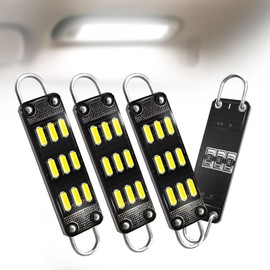 Prutomr 4-Pack 561 LED Dome Light Bulb Auto Interior Rigid Loop Festoon Bulbs Inside Lights for Car Error Free Fit for 561LL, 562, 562LL, 564, RL4410 Loop Lamps White 44mm High Bright