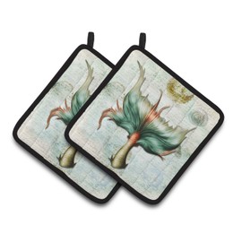 Caroline's Treasures SB3039PTHD Mermaids and Mermen Mermaid Tail Pair of Pot Holders, 7.5HX7.5W, Multicolor