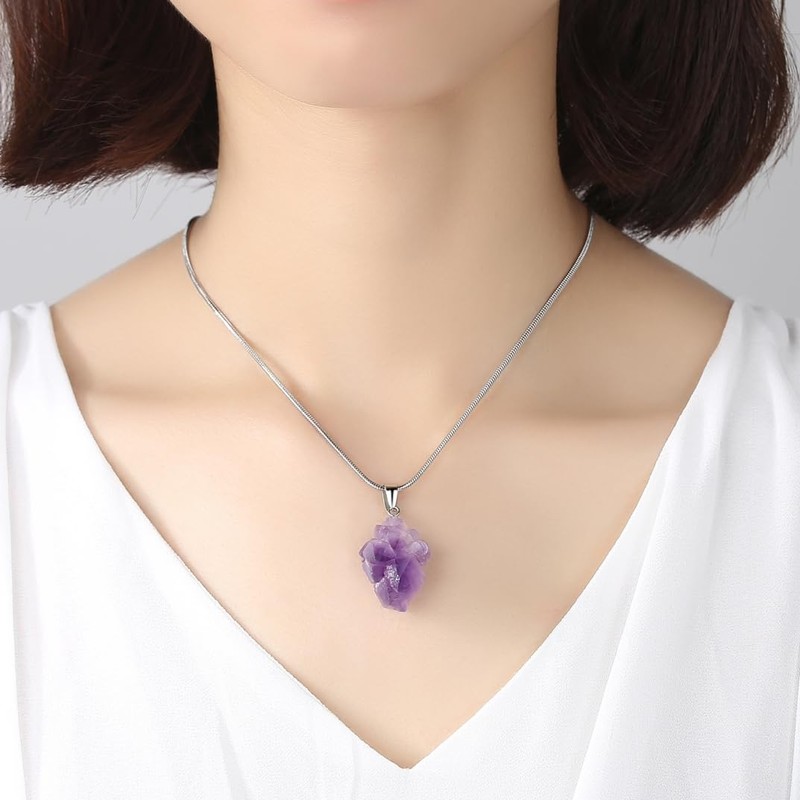 COAI Unisex Amethyst Pendant Necklace, amethyst, Amethyst