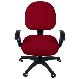 Smiry Office Computer Chair Covers, Stretch Jacquard Universal Desk Rotating Chair Slipcovers Protector, Seat Cover + Backrest Cover, Burgandy