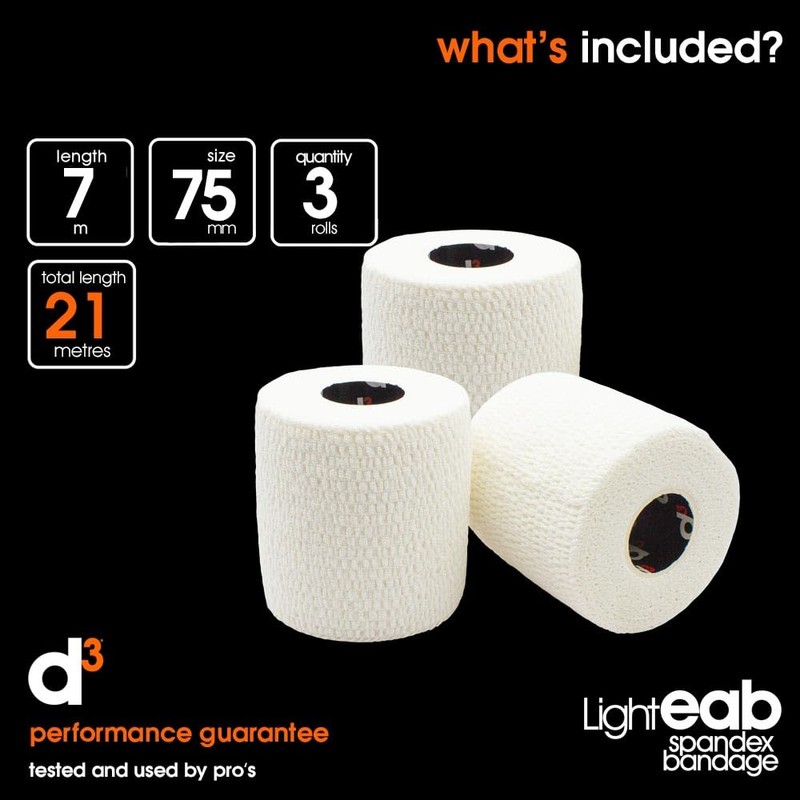 d3 Light Rip EAB Spandex Bandage Hand-Tearable Black 75mm x